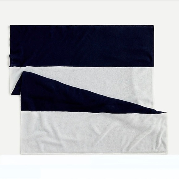 NEW J Crew Oversized 100% Cashmere Wrap Stripe 86” by 36” Blue & White - Picture 3 of 6